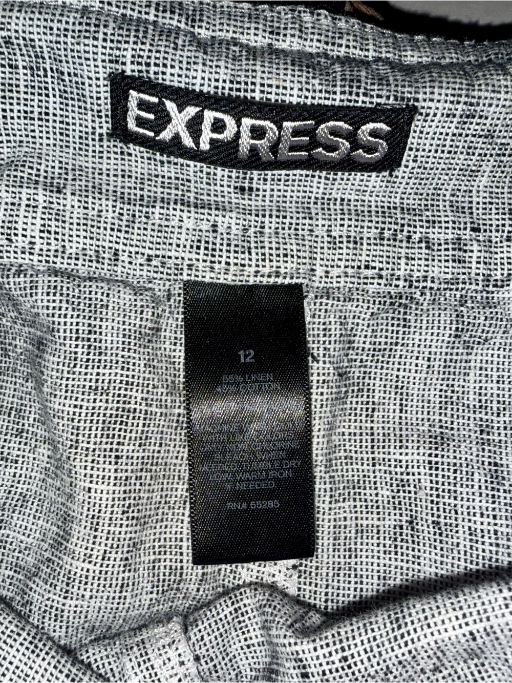 Express Linen Blend Sailor Button Shorts Gray Linen Blend Size 12 - Picture 3 of 3